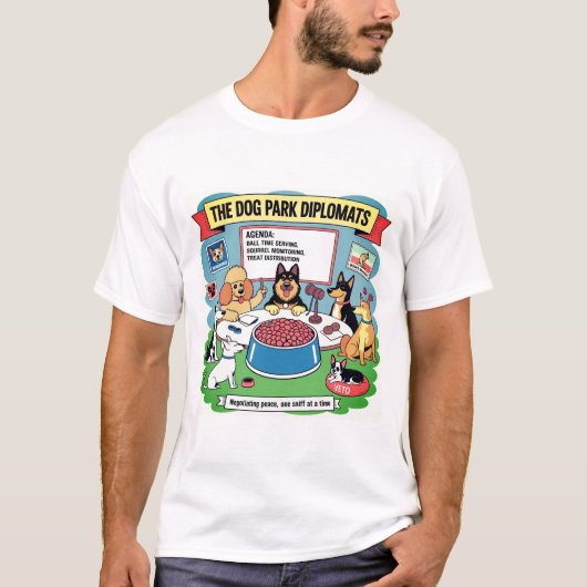 ドッグパーク外交官 楽しいユーモアTシャツ Tシャツ (正面)