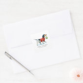 ドッグパーソナライズされたウォーター色クリスマス スクエアシール (封筒)