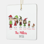 ドッグパーソナライズされたクリスマスの家族 セラミックオーナメント (左)