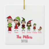 ドッグパーソナライズされたクリスマスの家族 セラミックオーナメント (裏面)