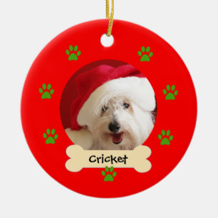 ドッグパーソナライズされたクリスマスオーナメント – 1面 セラミックオーナメント