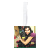 ドッグパーソナライズされたクリスマスツリーオーナメント写真 キューブオーナメント (正面)