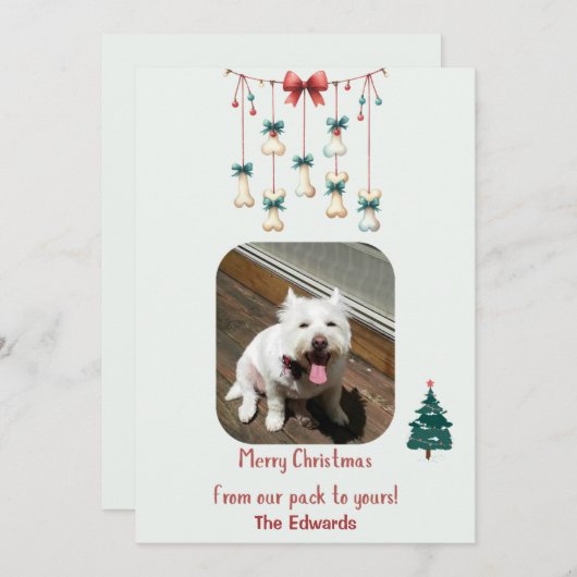 ドッグパーソナライズされたクリスマスフォトカード シーズンカード (正面/裏面)