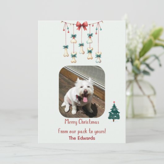 ドッグパーソナライズされたクリスマスフォトカード シーズンカード (スタンド正面)