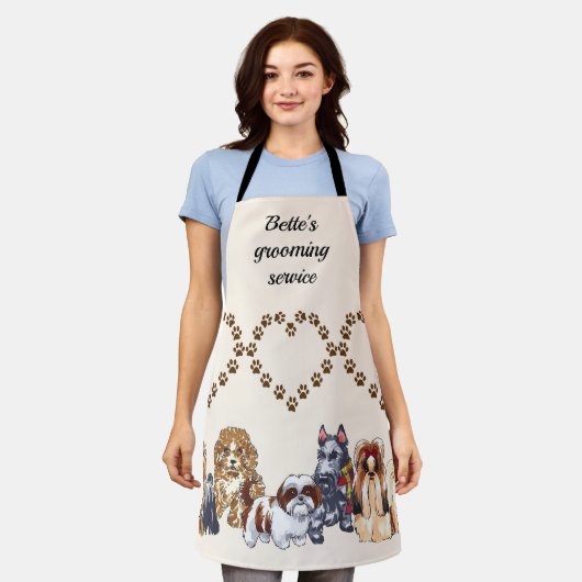 ドッグパーソナライズされたグルーミング エプロン (着用した状態)