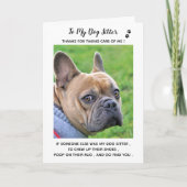 ドッグパーソナライズされたシッターPETケアペットフォト感謝してい サンキューカード (正面)