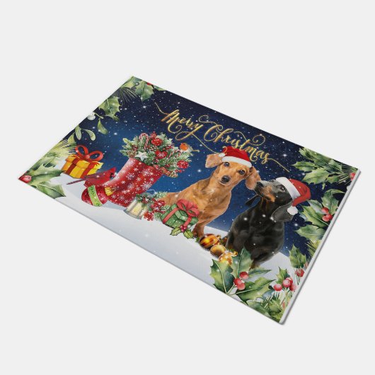 ドッグパーソナライズされたドアマット、メリークリスマスドッグ ドアマット (アングル)