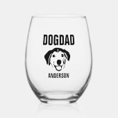 ドッグパーソナライズされたパパ名 ステムなしワイングラス (正面)