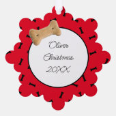 ドッグパーソナライズされたフォトクリスマス オーナメントカード (裏面)