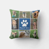 ドッグパーソナライズされたフォトコラージュポープリントブルー クッション (正面)