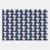 ドッグパーソナライズされたフォトブルーのクリスマス ラッピングペーパーシート (正面3)