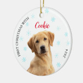 ドッグパーソナライズされたフォト初めてのクリスマス セラミックオーナメント (左)