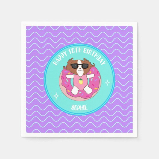 ドッグパーソナライズされたプールパーティーナプキンス スタンダードカクテルナプキン (正面)