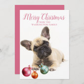 ドッグパーソナライズされたホリデー | ブルドフランスのッグ シーズンカード (正面/裏面)