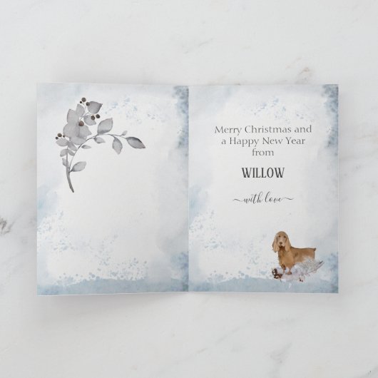 ドッグパーソナライズされたムムフィールドスパニエル犬ホリデーカード シーズンカード (内部)