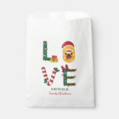 ドッグパーソナライズされたラブファミリークリスマスホリデー フェイバーバッグ (正面)