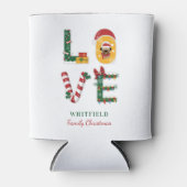 ドッグパーソナライズされたラブファミリークリスマスホリデー 缶クーラー (正面)