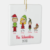 ドッグパーソナライズされた付きクリスマスファミリー セラミックオーナメント (右)