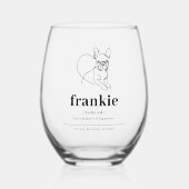 ドッグパーソナライズされた写真ワイングラスフランスのブルドッグ ステムなしワイングラス (正面)
