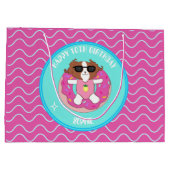 ドッグパーソナライズされた誕生日プールパーティー抱き枕 ラージペーパーバッグ (裏面)