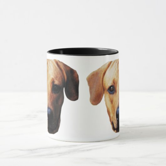 ドッグパーソナライズされた顔コーヒーマグ マグカップ (中央)