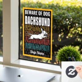 ドッグパーソナライズされた・ダックスフントの注意 ウィンドウサイン