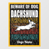 ドッグパーソナライズされた・ダックスフントの注意 ウィンドウサイン (シート)