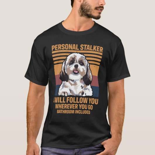 ドッグパーソナルストーカーシーズー(犬)Tzu Tシャツ (正面)
