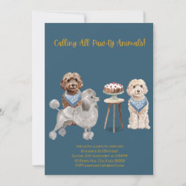 ドッグパーティの招待状、ドッグ誕生日招待状 招待状