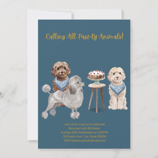 ドッグパーティの招待状、ドッグ誕生日招待状 招待状 (正面)