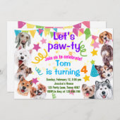 ドッグパーティーの招待 招待状 (正面/裏面)