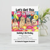 ドッグパーティ Let's Get This Paw-Ty スタート 誕生日 招待状 (スタンド正面)