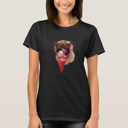 ドッグパ食べグのアイスクリームかわいい2 Tシャツ (正面)
