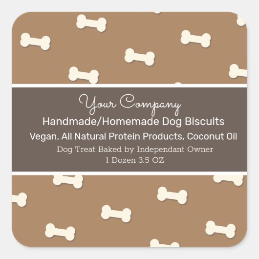 ドッグビスケットホームメイドハンドメイドトリートスクエア スクエアシール (正面)