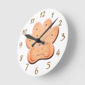 ドッグビスケットポープリントとボーンアート ラウンド壁時計 (傾斜)