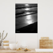 ドッグビーチハンティントンCA B/Wポスター ポスター (キッチン)