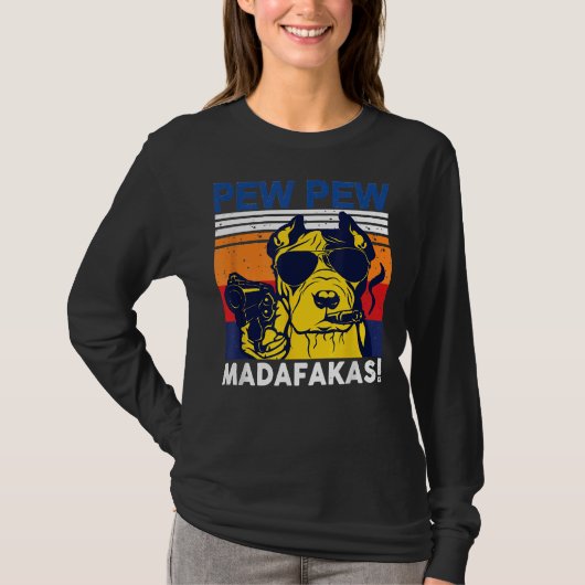 ドッグピューMadafakasヴィンテージ熱狂するピットブルグラフ Tシャツ (正面)