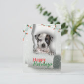 ドッグピーキングクリスマスライトホリデーカード カード (スタンド正面)