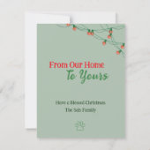 ドッグピーキングクリスマスライトホリデーカード カード (裏面)