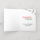 ドッグピーキングクリスマスライトホリデーカード 箔グリーティングカード (内側レイダウン)