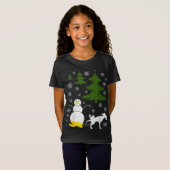 ドッグピーズオン雪だるま醜いクリスマスセーター Tシャツ (正面フル)
