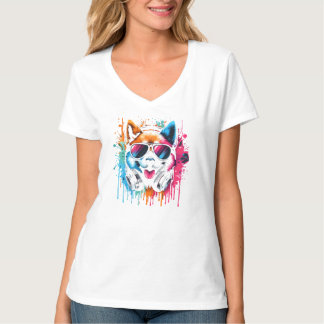 ドッグファンキー・イン・シェード&ヘッドフォンTシャツ Tシャツ