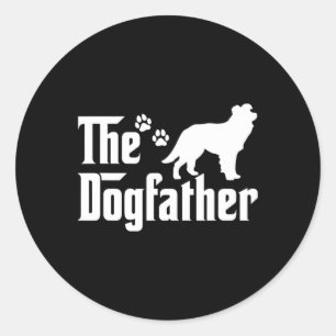 ドッグファーザーTシャツ 父の日ギフト 犬好き ボーダー ラウンドシール