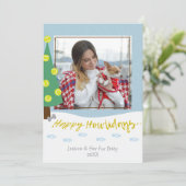 ドッグファーベビーカスタムフォトホリデークリスマスカード シーズンカード (スタンド正面)