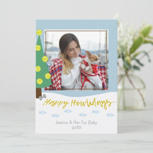 ドッグファーベビーカスタムフォトホリデークリスマスカード シーズンカード (スタンド正面)