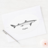 ドッグフィッシュ(ラインアート) 楕円形シール (封筒)