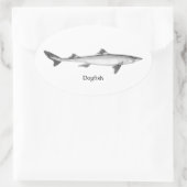 ドッグフィッシュ(ラインアート) 楕円形シール (バッグ)