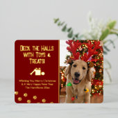 ドッグフォトのおもちゃとトリートメントでホールをデッキ 箔シーズンカード (立ち正面)