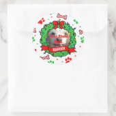 ドッグフォトクリスマスリースパターン ラウンドシール (バッグ)