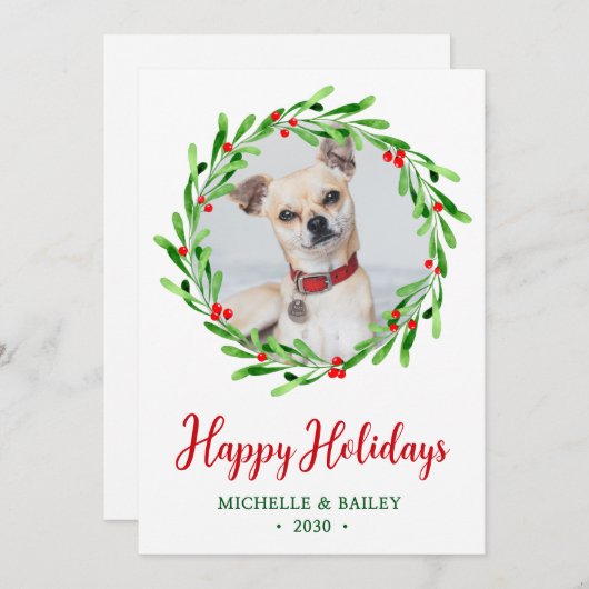 ドッグフォトクリスマスリース シーズンカード (正面/裏面)